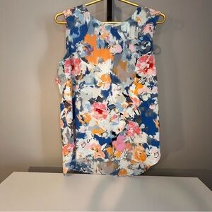 Colorful Rose and Olive Sleeveless Top, Large